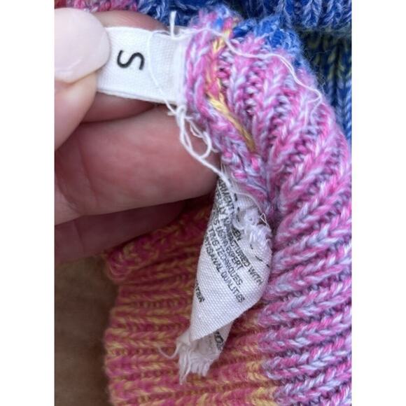 Mozhdeh Matin Multicolor Striped Short Sleeve sweater size S Y2K Look - Picture 4 of 6